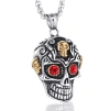 New Red-eyed Sunny Ghost head pendant, retro style skull head stainless steel pendant, golden ghost head necklace details Picture